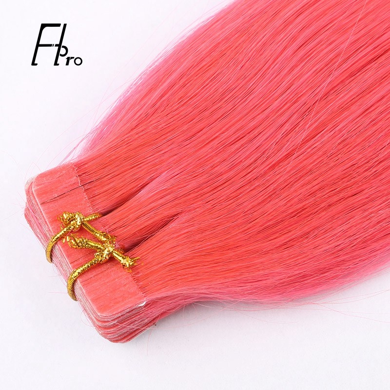 Premium Virgin Hair Pink Color Tape Hair Extensions Straight 18 inches